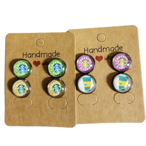 Coffee Mix Bulk/Pack Stud Earrings (4 Pairs) - Picture 1 of 1